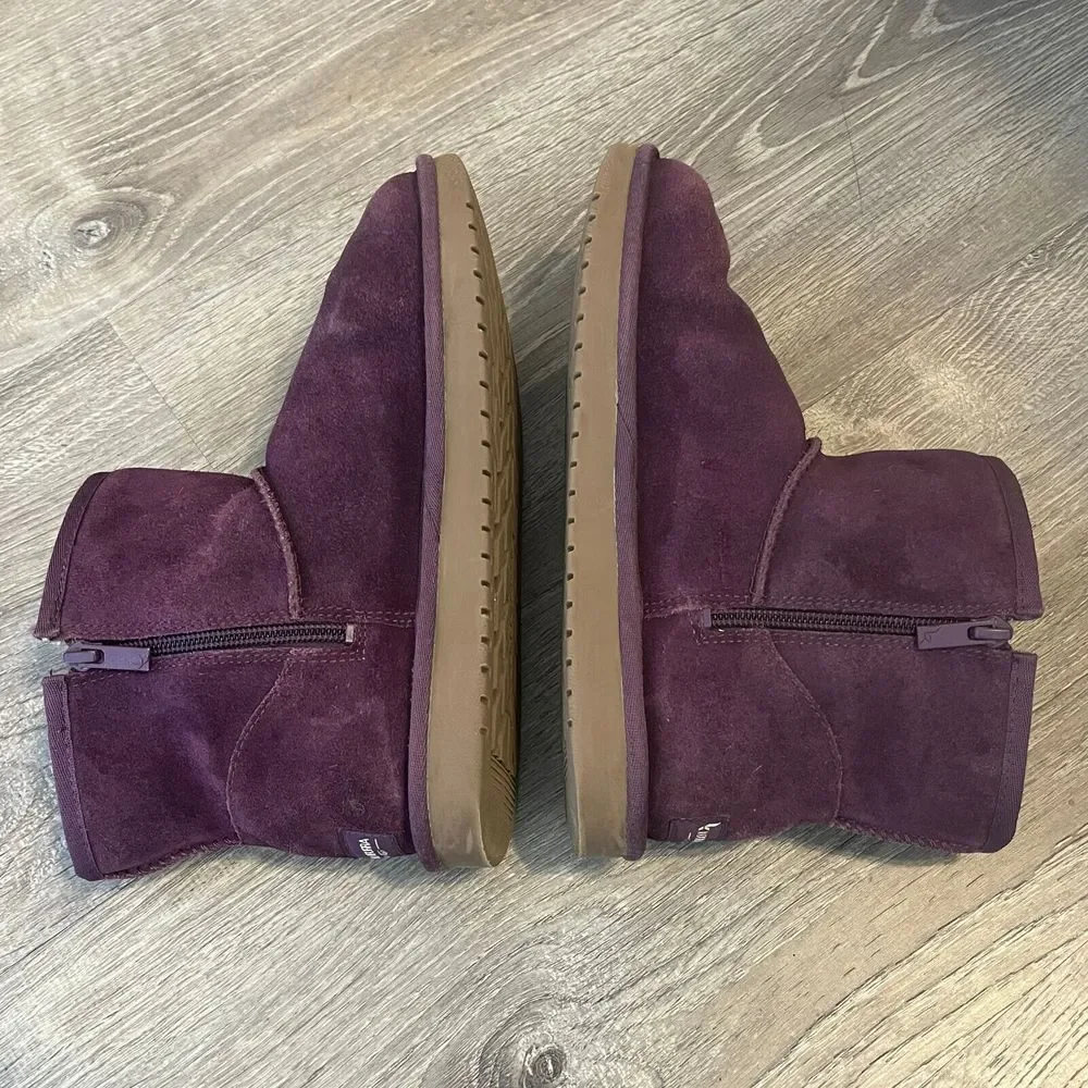 Koolaburra by Ugg Victoria Short Suede Boot Purple Womens 6.5 UK 4 EU 37 Youth 5